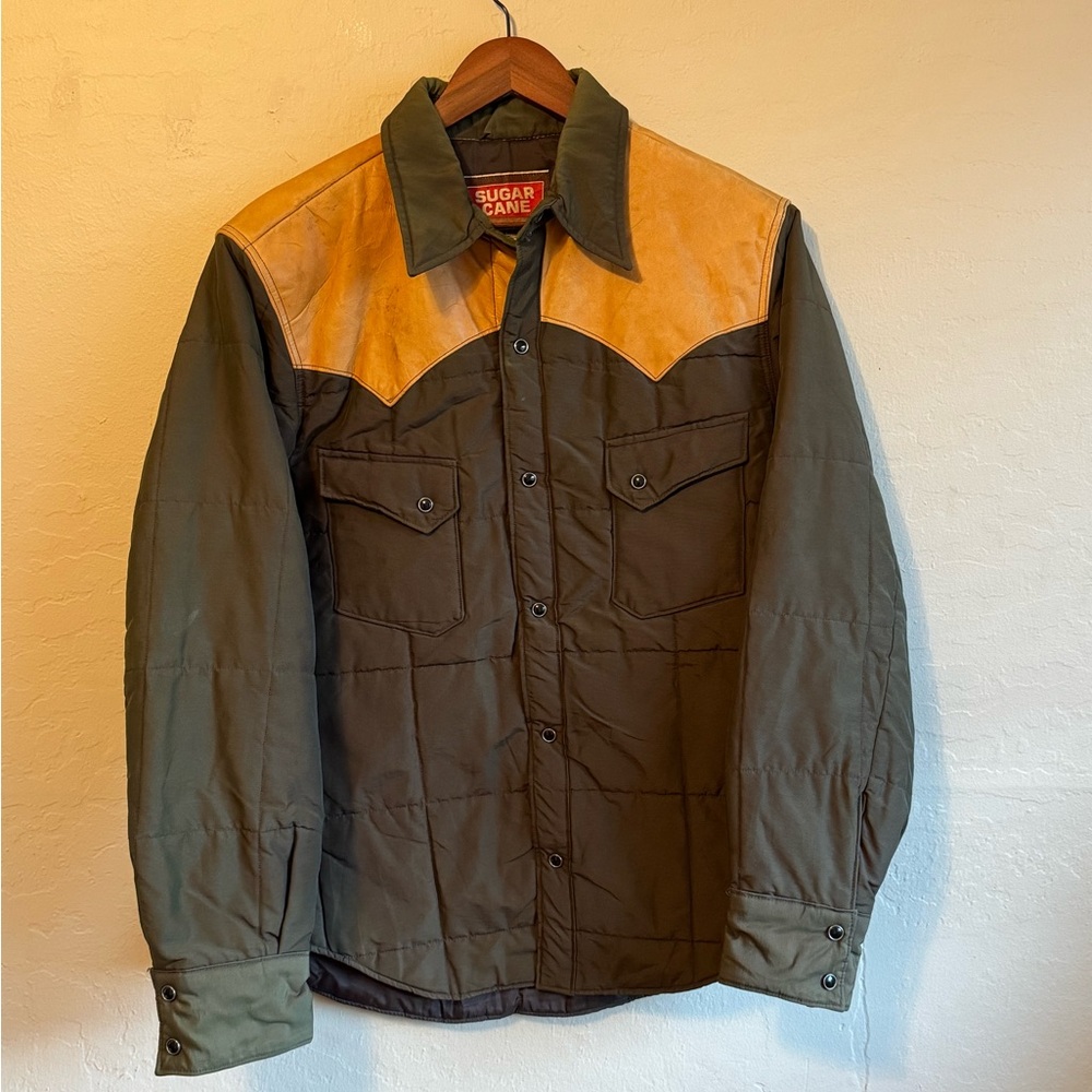 Sugar Cane: Leather Yoke Western-Puffer Jacket
